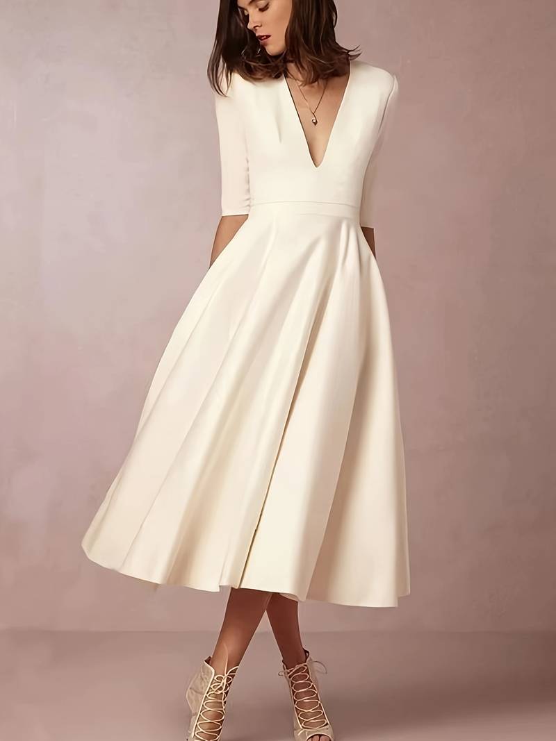 Caroline | Women Wedding Guest Flared Midi Dress