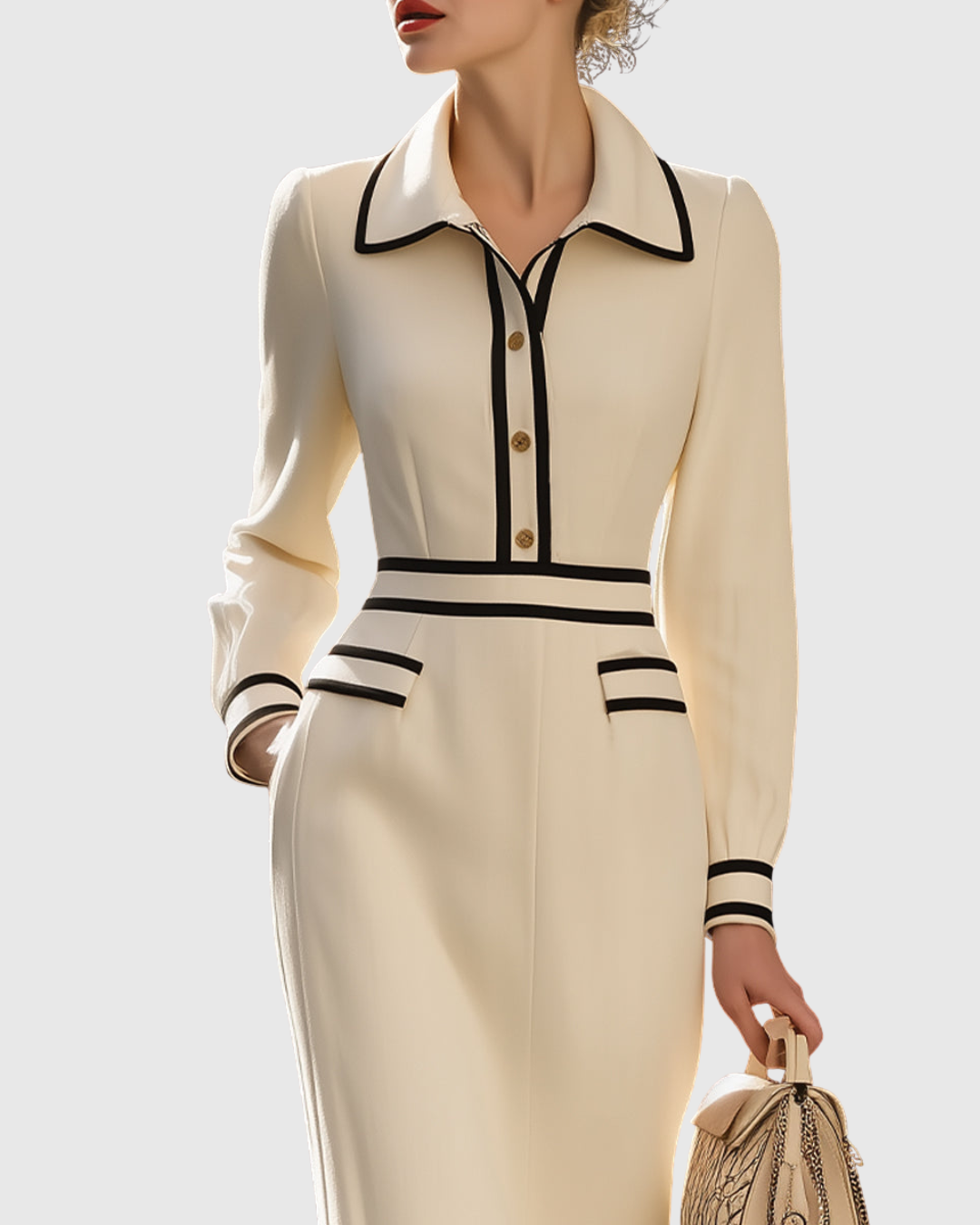 Olivia | Women Tailored Midi Dress With Button Details