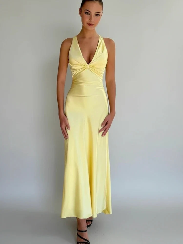 Women's Backless A-Line Midi Dress