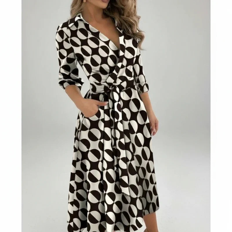 Women's Belted A-Line Midi Dress