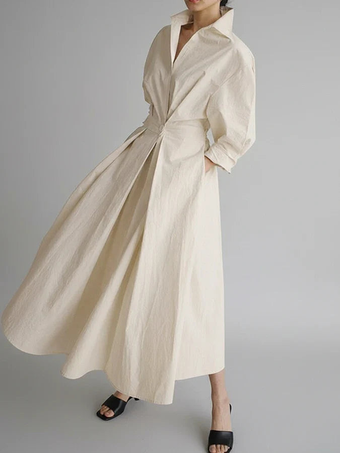 Collared A-Line Midi Dress for Women