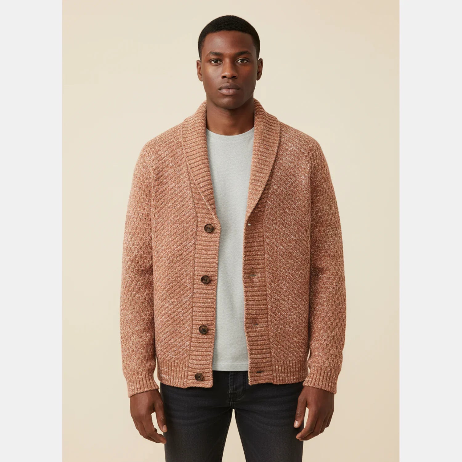 Shawl Collar Knit Sweater for Men