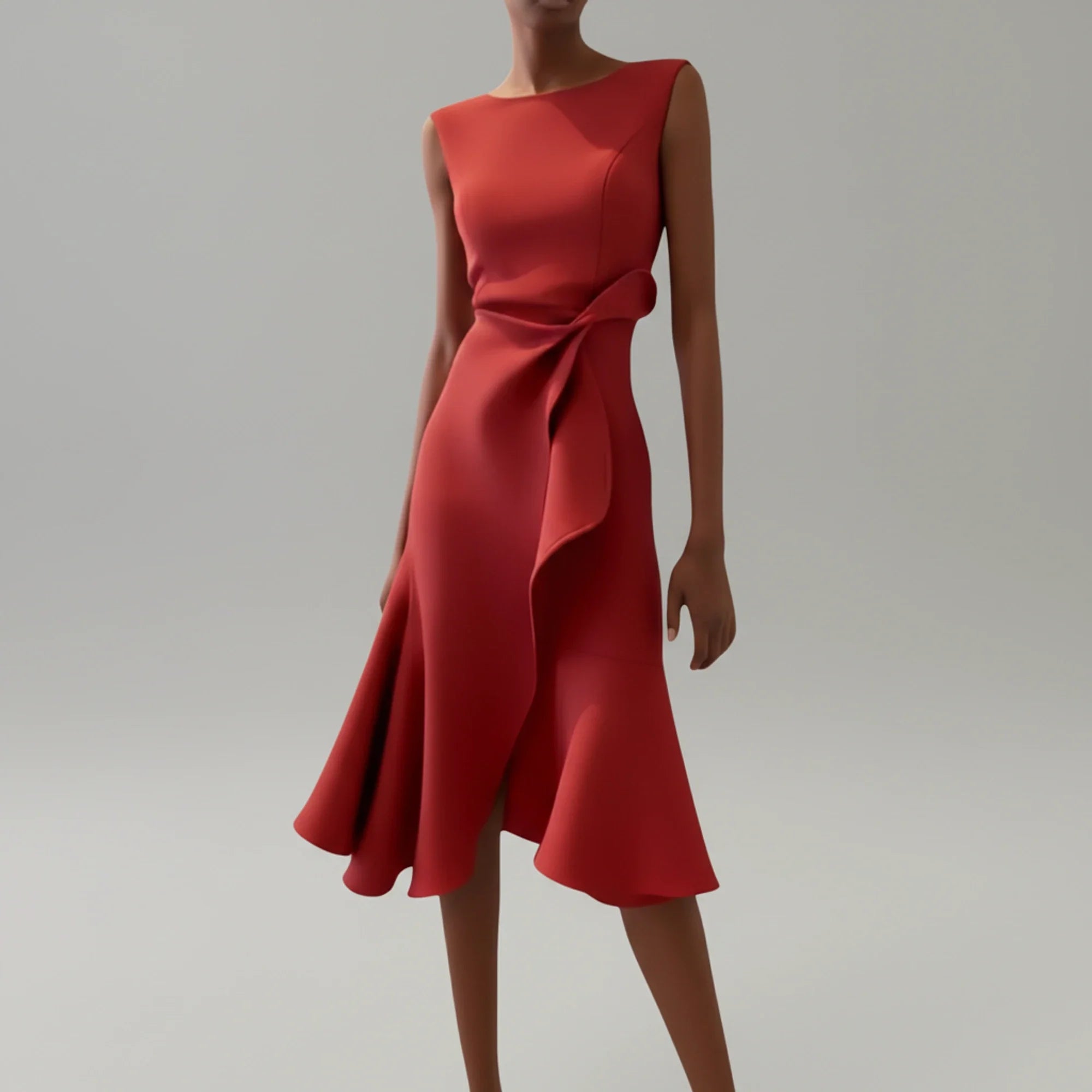 Sleeveless A-Line Midi Dress for Women