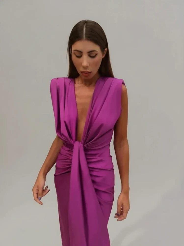 Women's Sleeveless Evening Midi Dress