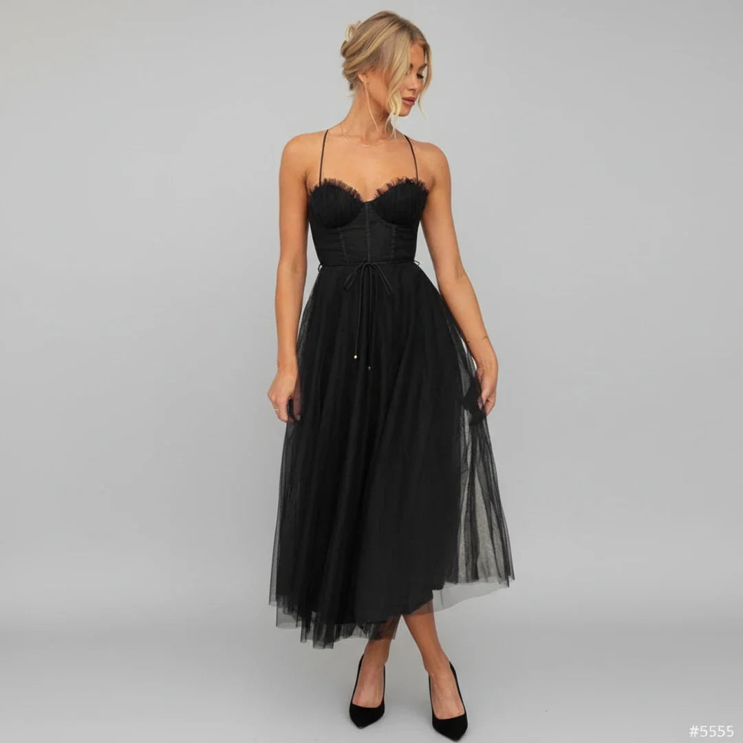 Spaghetti Strap A-Line Midi Dress for Women