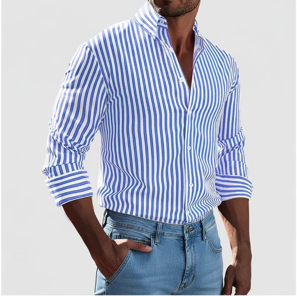 Striped Button-Up Shirt for Men