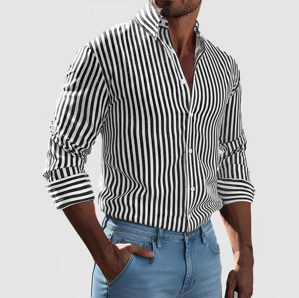 Striped Button-Up Shirt for Men