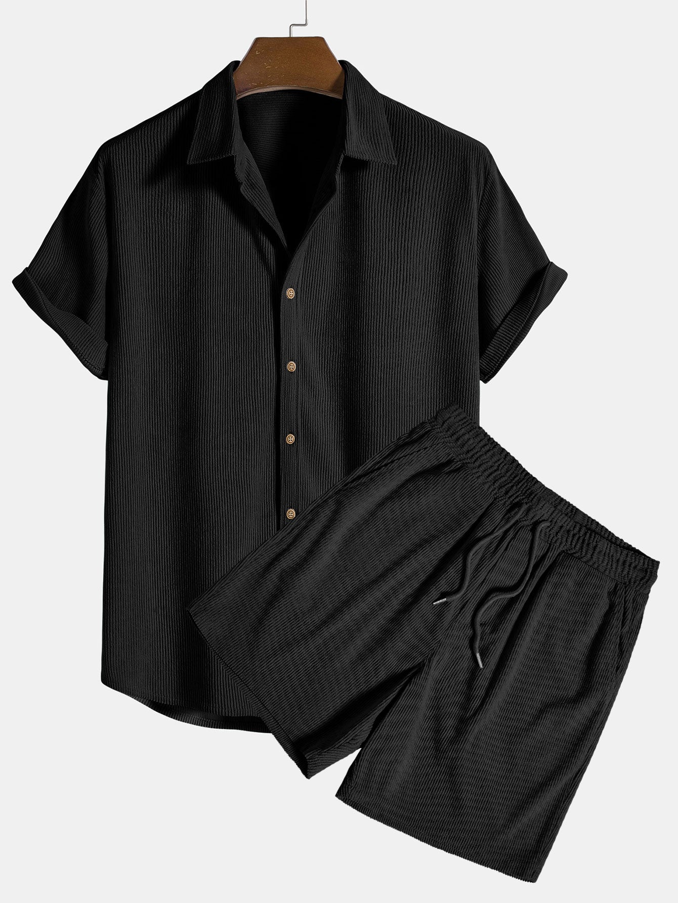 Aiden | Men's Button-Down Short Sleeve Shirt and Drawstring Shorts Set