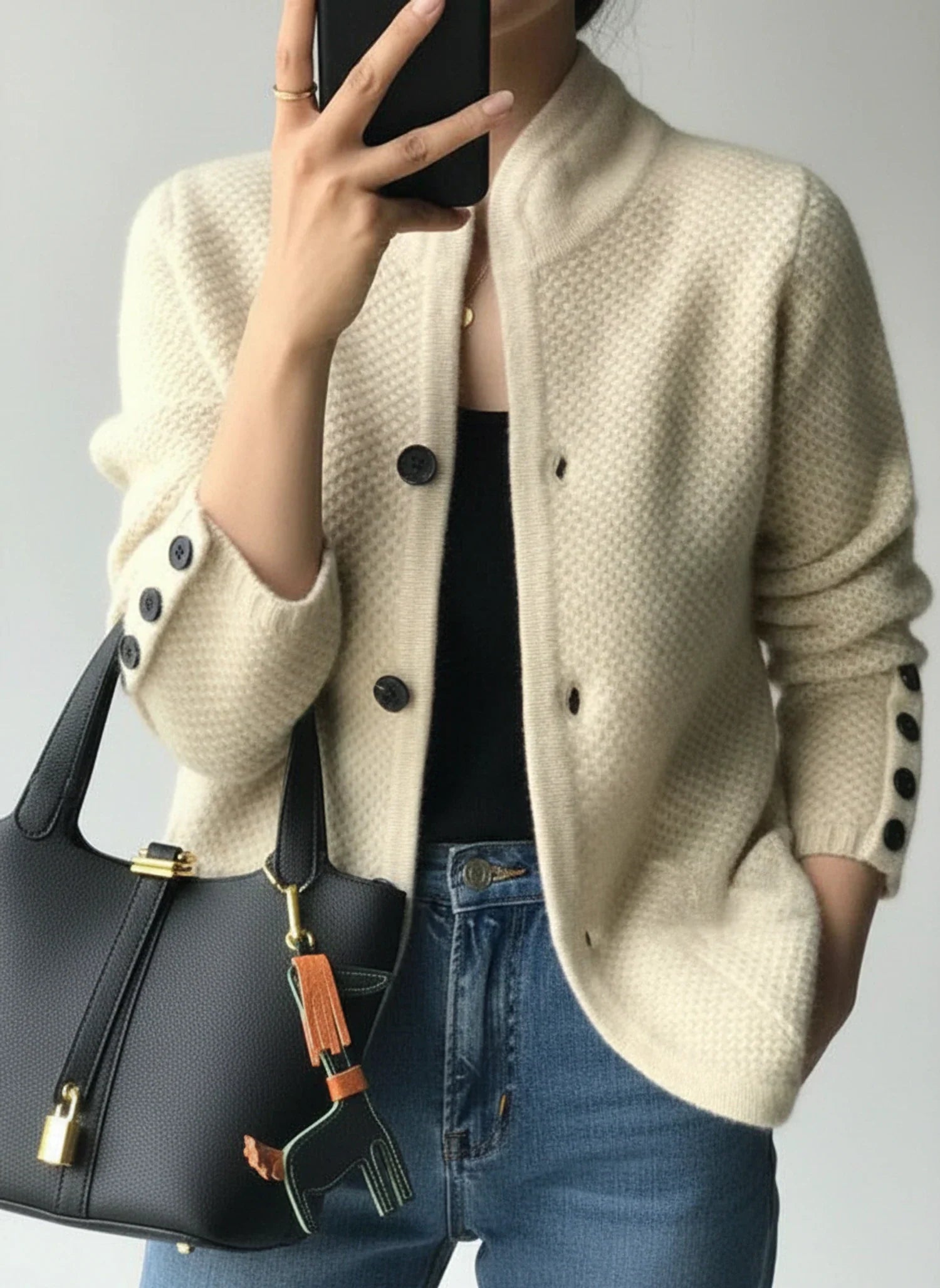 Button-Front Cardigan Jacket for Women