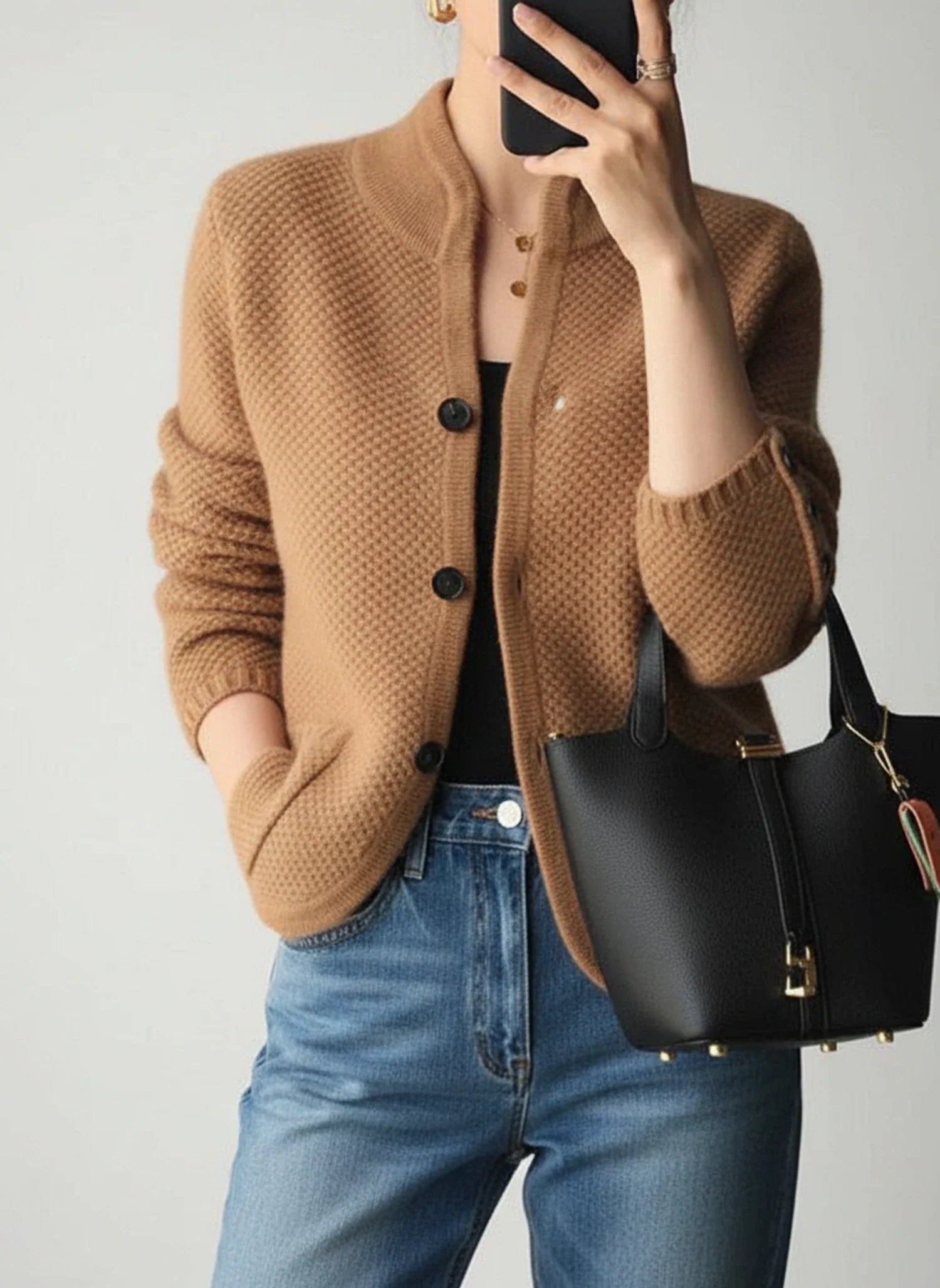 Button-Front Cardigan Jacket for Women