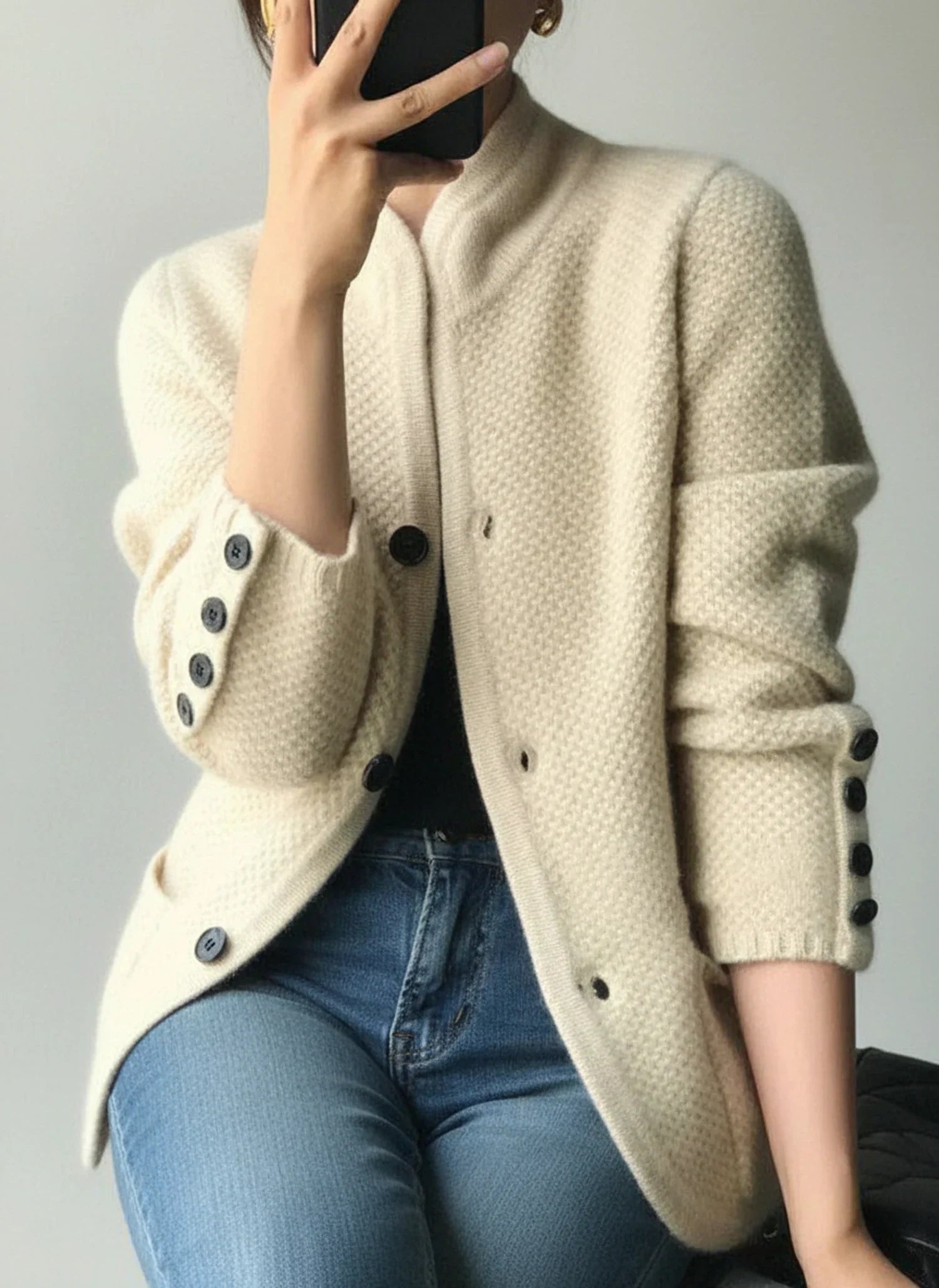 Button-Front Cardigan Jacket for Women