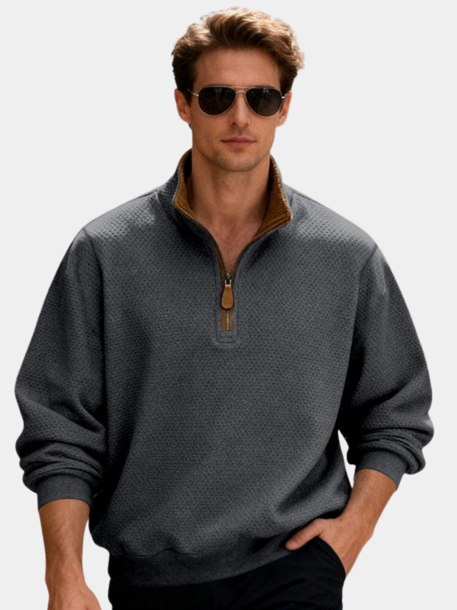 Caleb | Men's Quarter-Zip Textured Pullover Sweater
