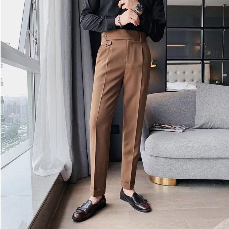 Craig | Men's High-Waisted Pleated Cuffed Pants