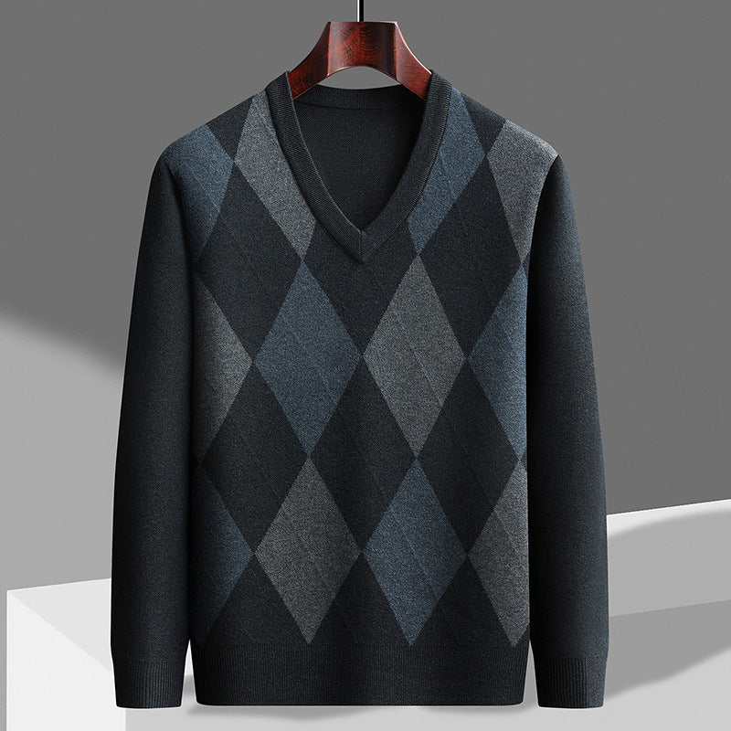 Desmond | Men's V-Neck Argyle Sweater