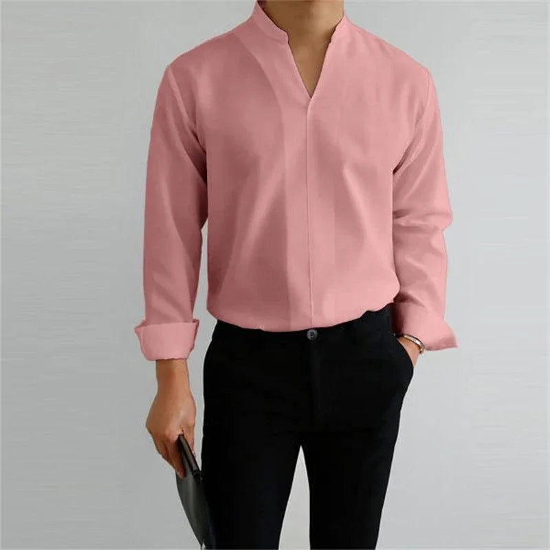 Evan | Men's Long Sleeve Mandarin Collar Casual Shirt