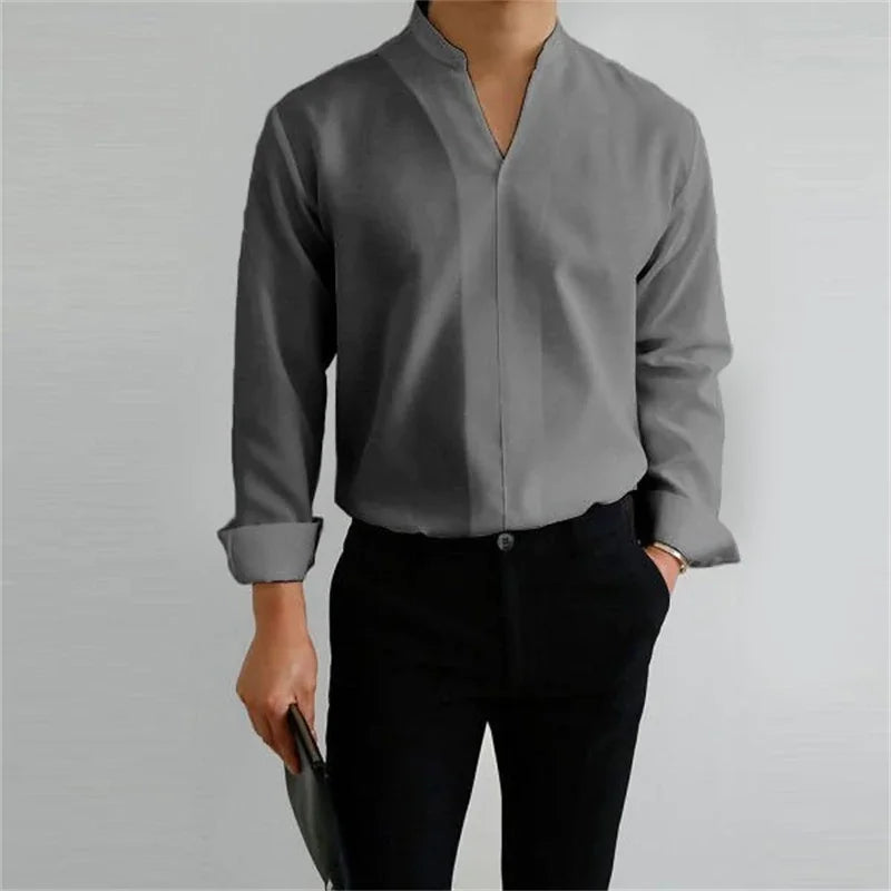 Evan | Men's Long Sleeve Mandarin Collar Casual Shirt