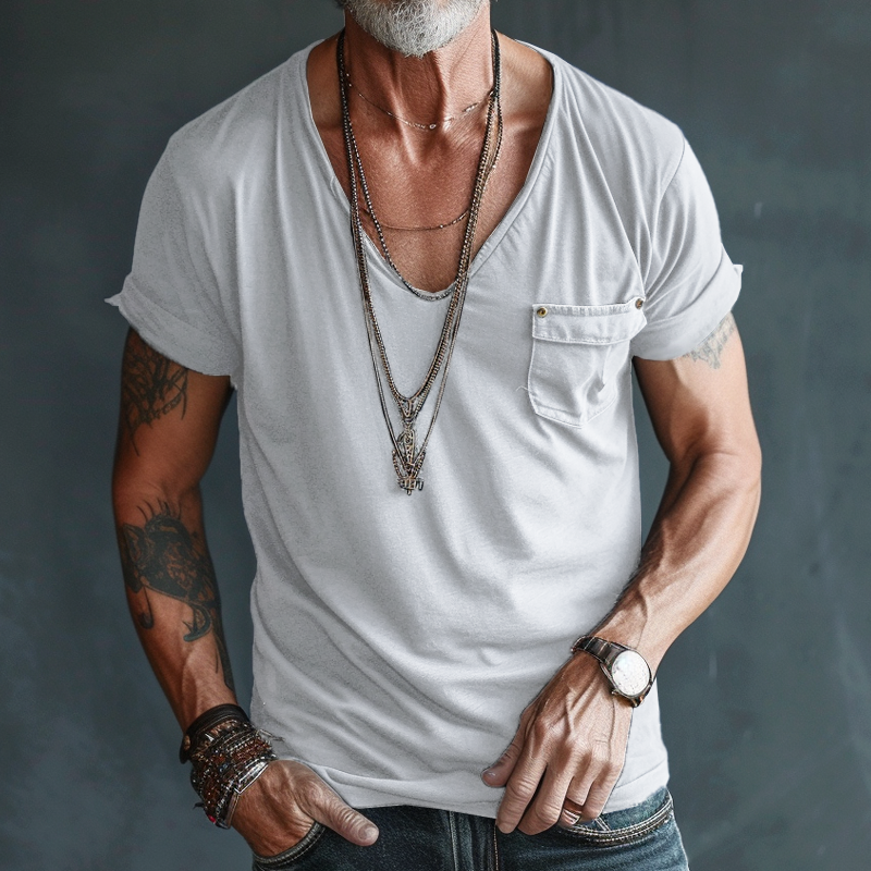 Jeffrey | Men's V-Neck Pocket T-Shirt