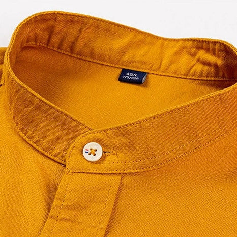 Mathew | Men's Long Sleeve Band Collar Button-Down Shirt