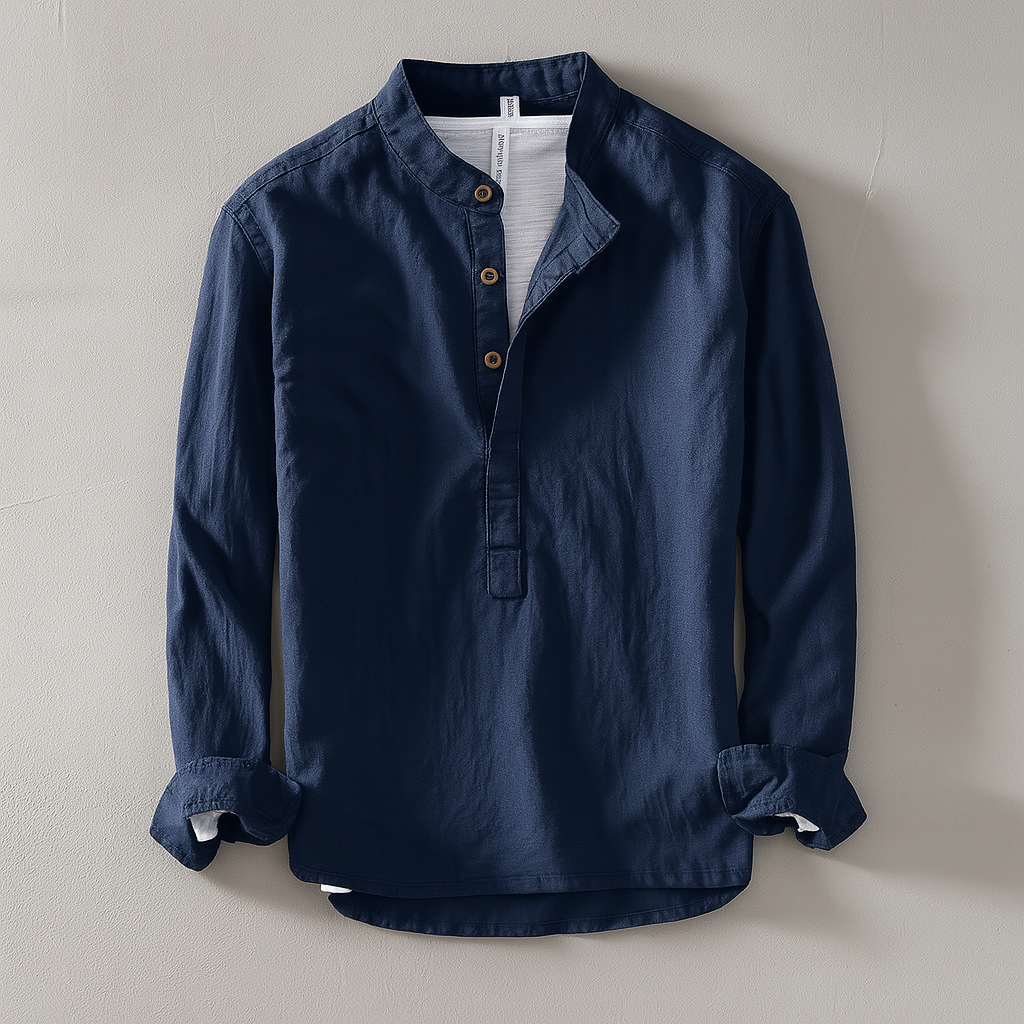 Murray | Men's Long Sleeve Band Collar Casual Shirt