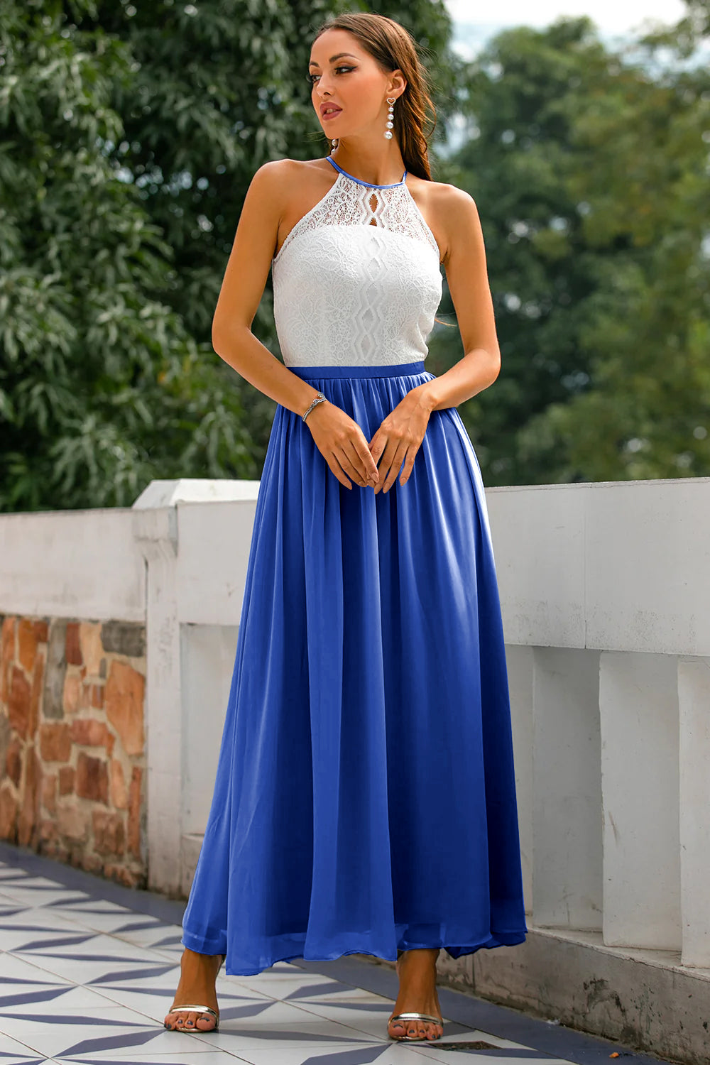 Jasmine | Women Wedding Guest Halter Maxi Dress