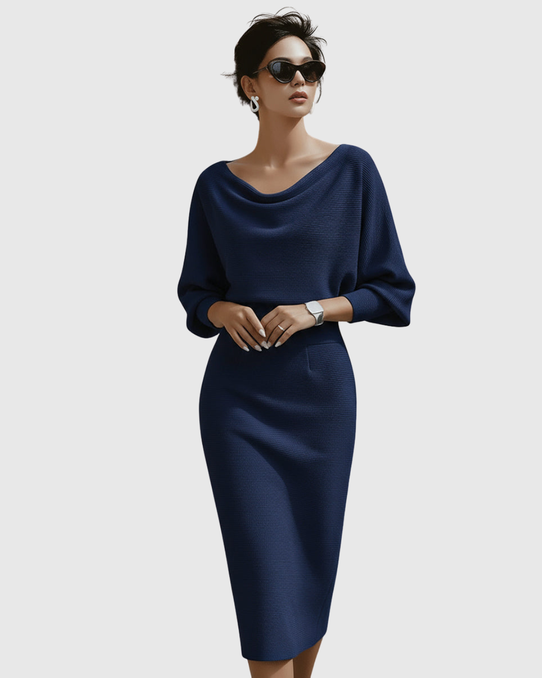 Dana | Women Winter Draped Batwing Midi Dress