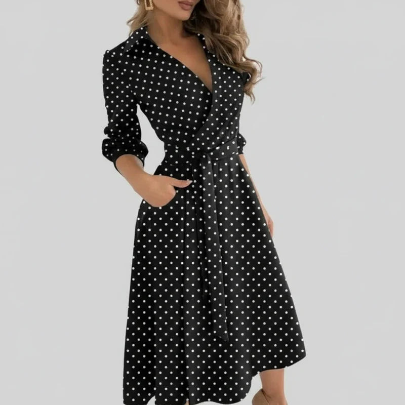 Women's Belted A-Line Midi Dress