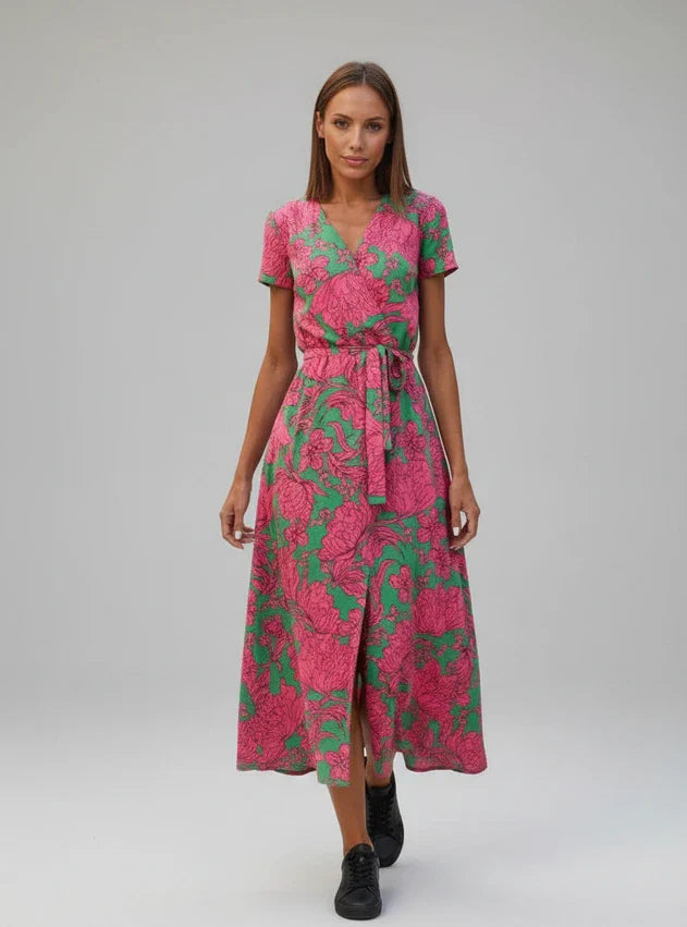 Floral Wrap Midi Dress for Women