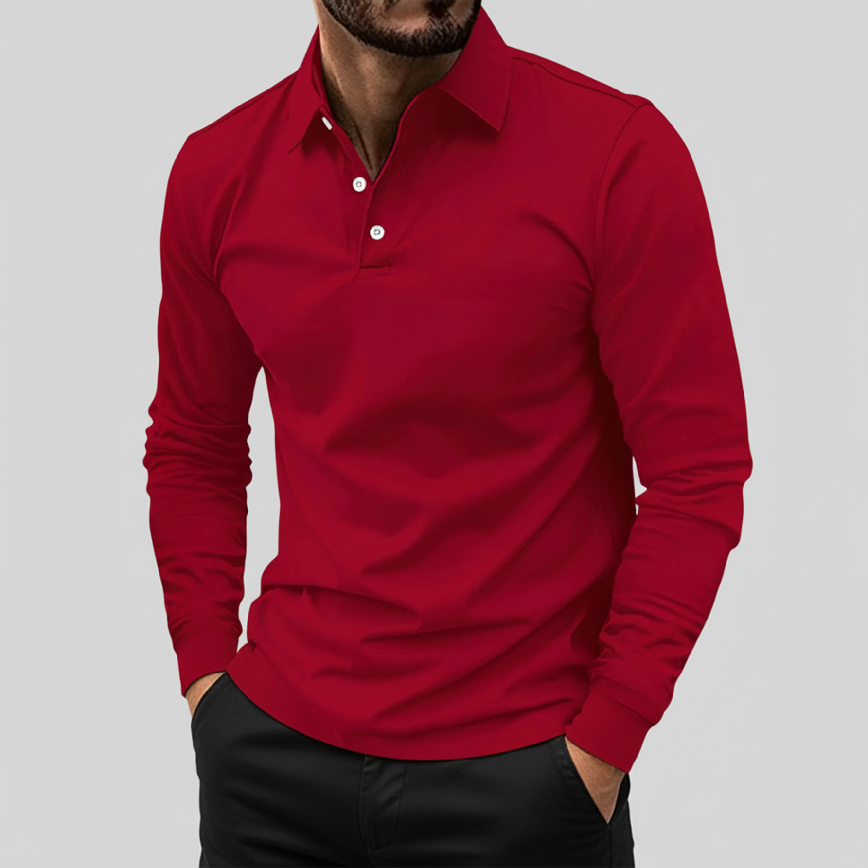 Long Sleeve Polo Shirt for Men