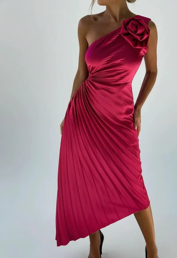 Pleated A-Line Midi Dress for Women