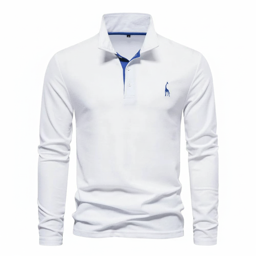 Slim Fit Long Sleeve Polo Shirt for Men