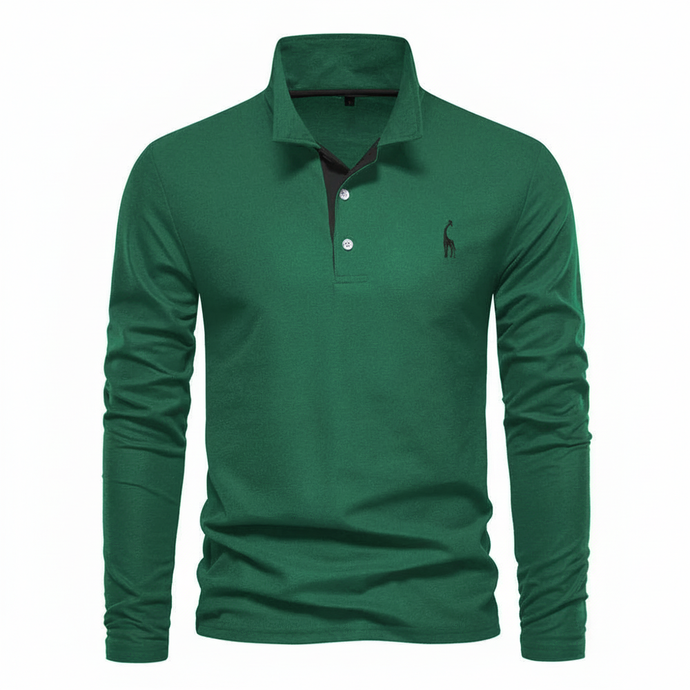 Slim Fit Long Sleeve Polo Shirt for Men