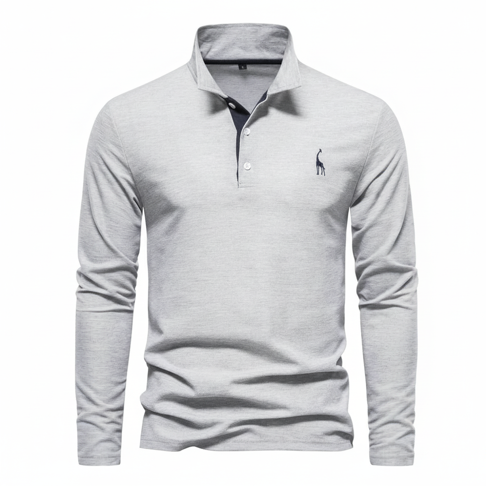 Slim Fit Long Sleeve Polo Shirt for Men