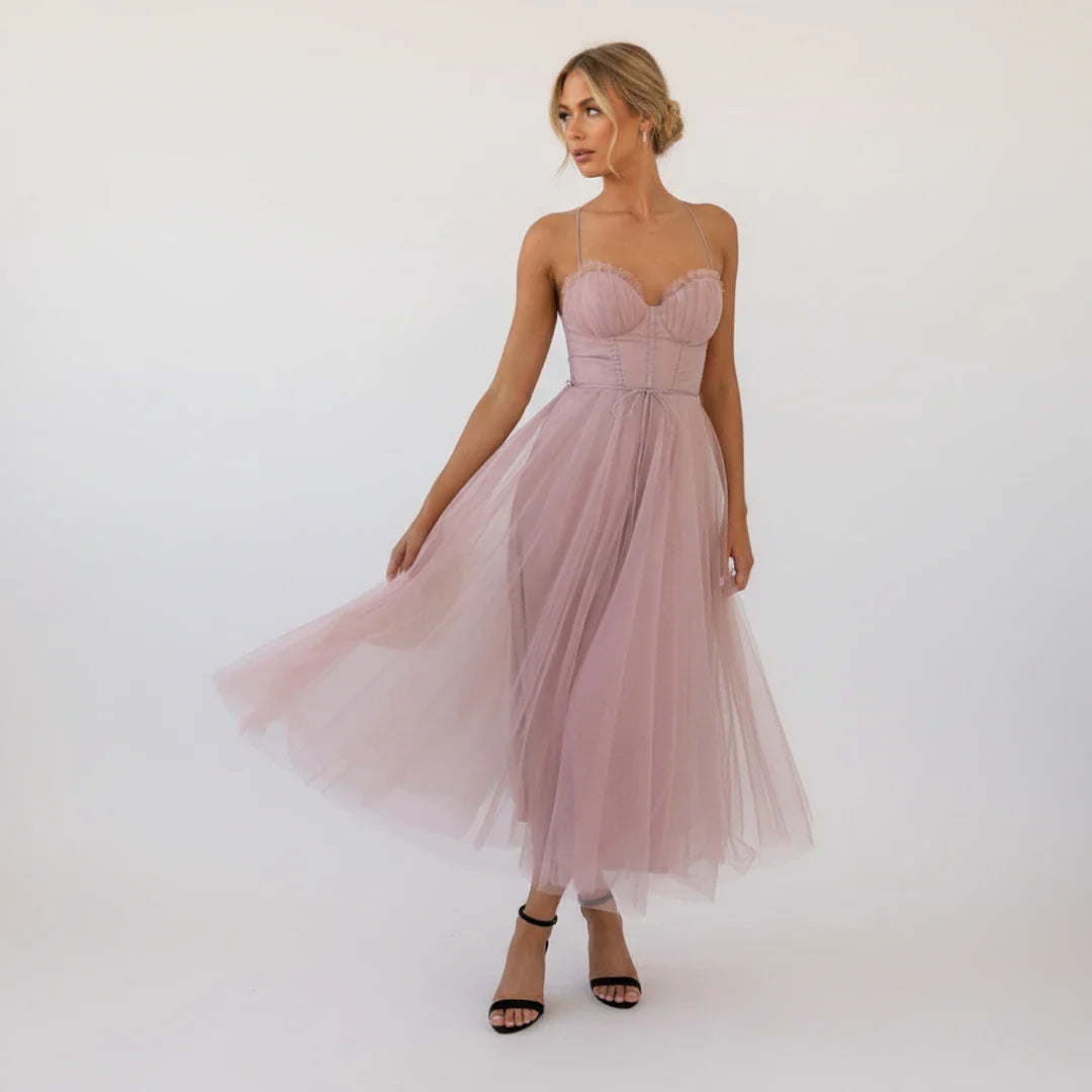 Spaghetti Strap A-Line Midi Dress for Women