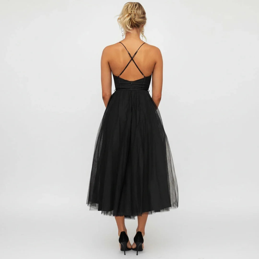 Spaghetti Strap A-Line Midi Dress for Women