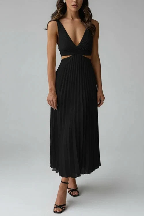 V-Neck A-Line Midi Dress for Women