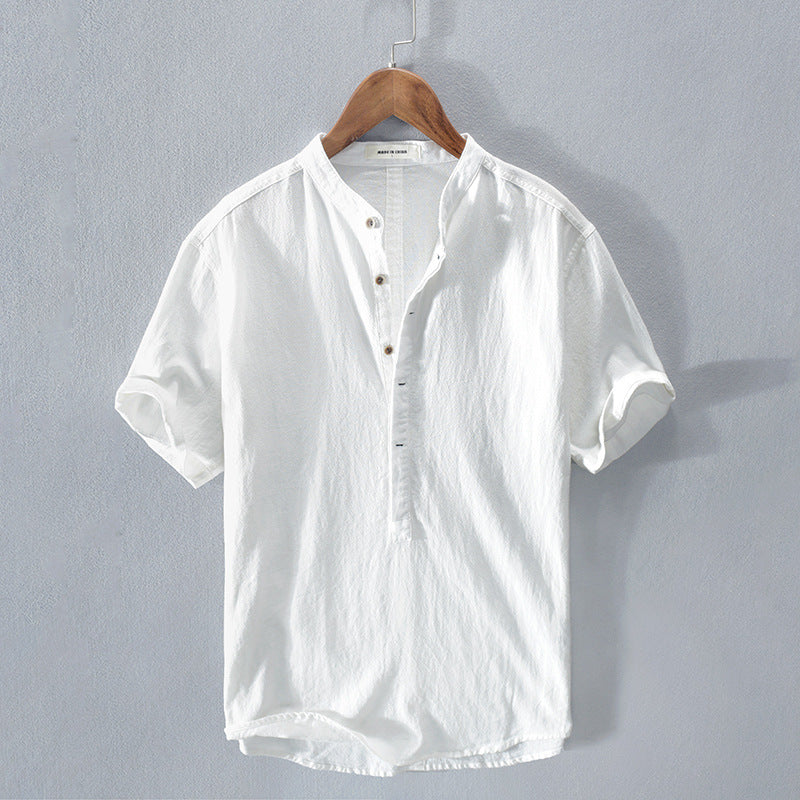 Amos | Men's Band Collar Button-Down Shirt