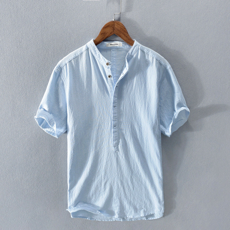 Amos | Men's Band Collar Button-Down Shirt