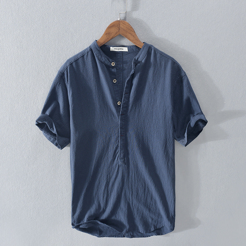 Amos | Men's Band Collar Button-Down Shirt
