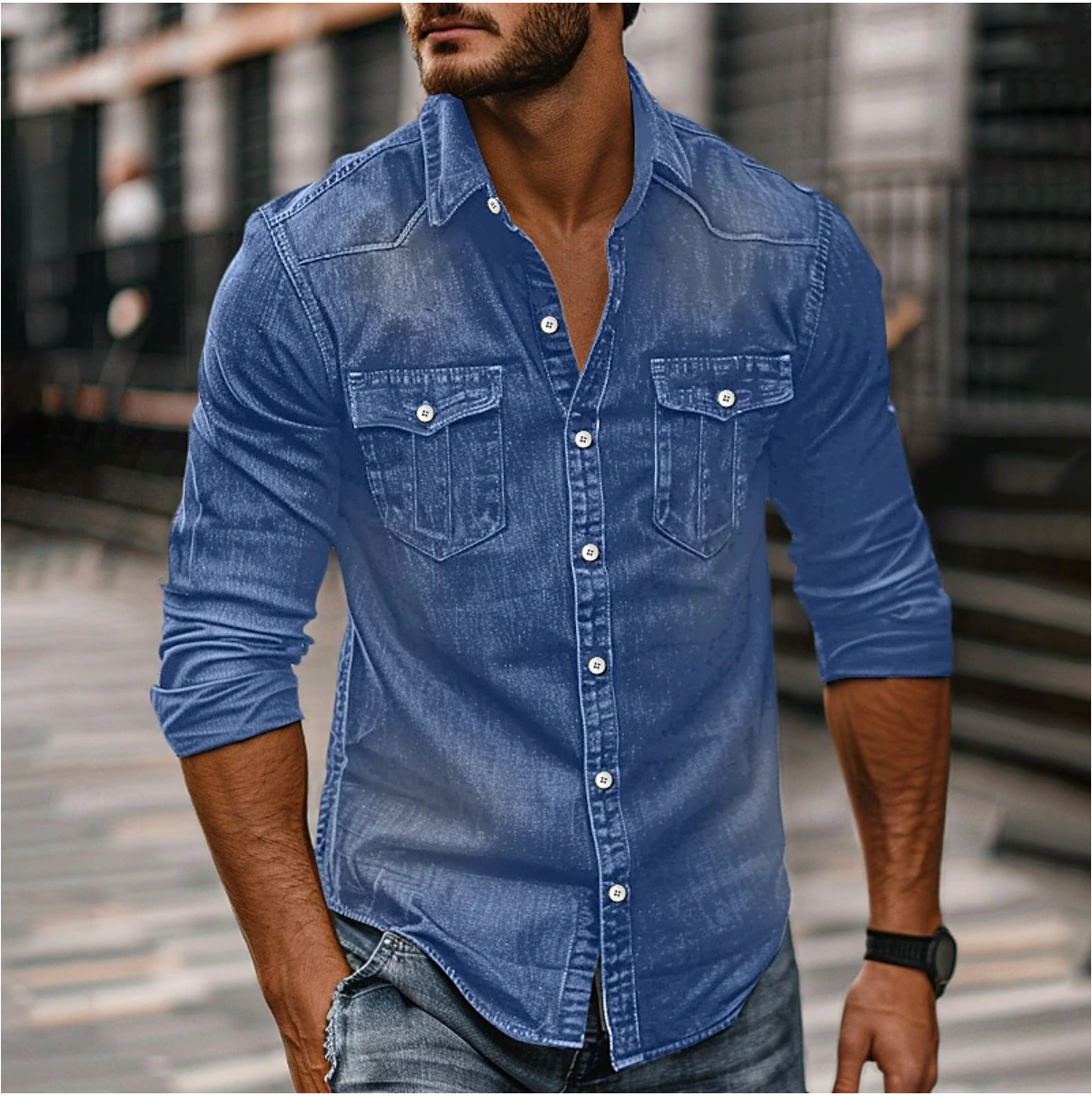 Brandon | Men's Button-Down Denim Shirt
