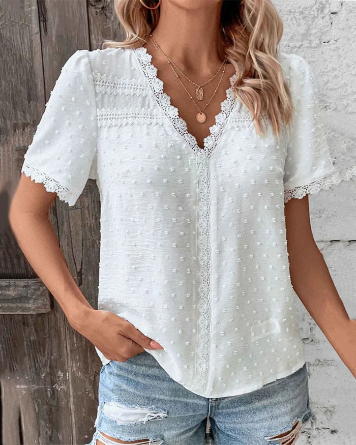 Christy | Women's V-Neck Puff Sleeve Blouse