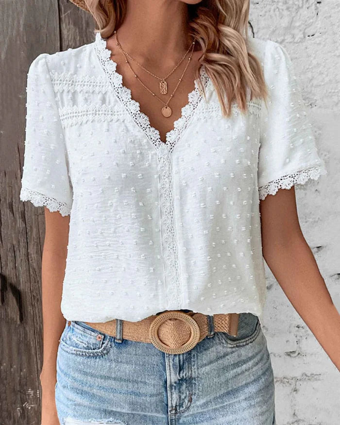 Christy | Women's V-Neck Puff Sleeve Blouse