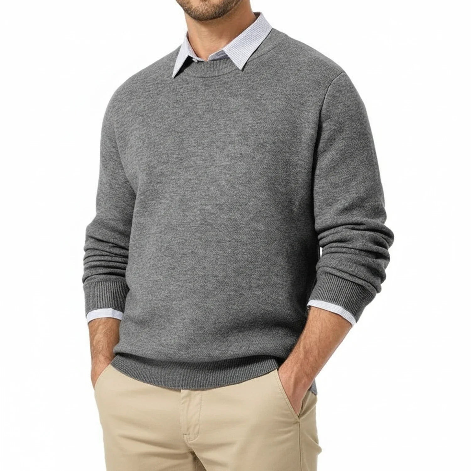 Classic Fit Crew Neck Sweater for Men