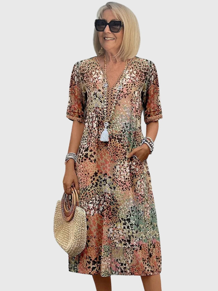Margaret | Women Elegant Printed Midi Dress