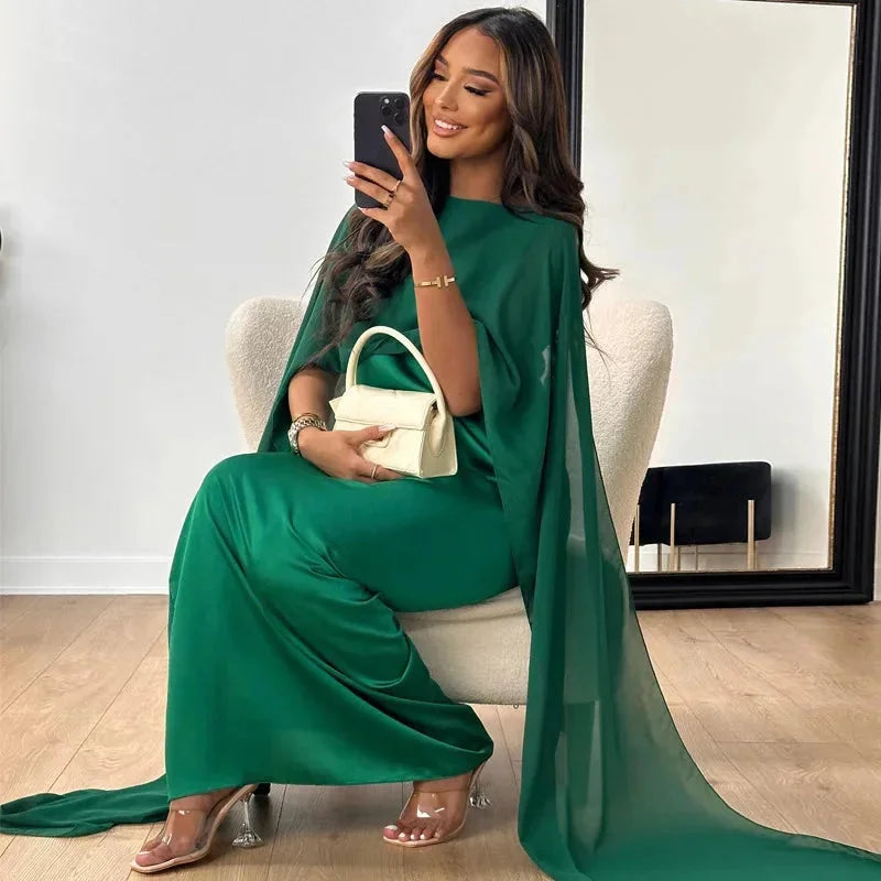 Grace | Women Wedding Guest Cape Maxi Dress