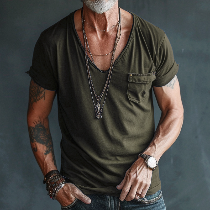 Jeffrey | Men's V-Neck Pocket T-Shirt