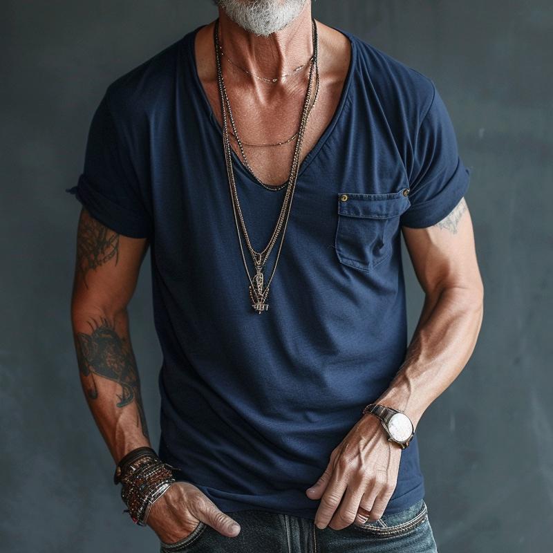 Jeffrey | Men's V-Neck Pocket T-Shirt