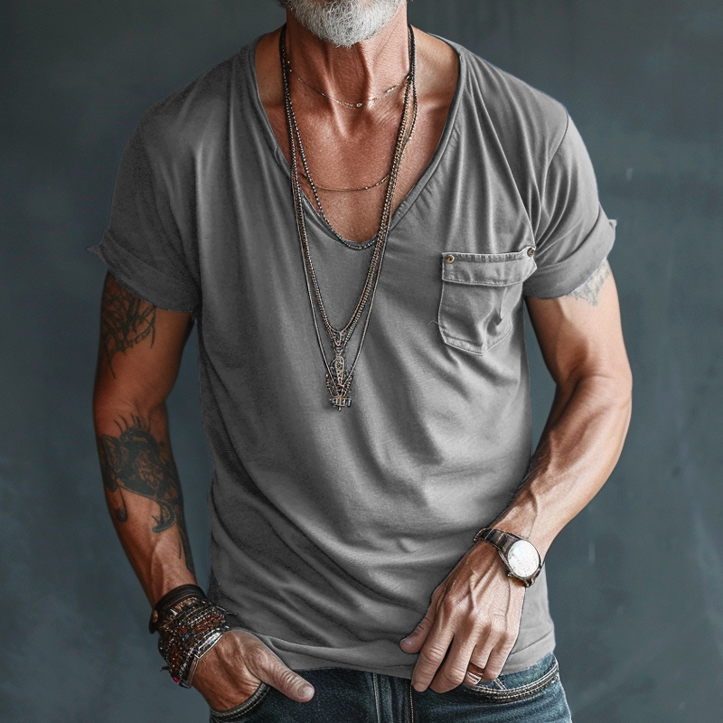 Jeffrey | Men's V-Neck Pocket T-Shirt