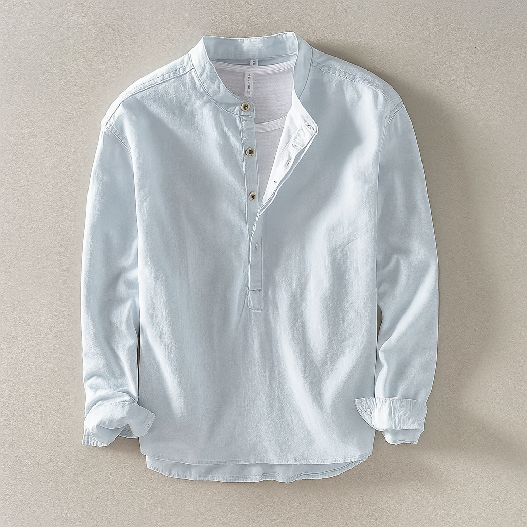 Murray | Men's Long Sleeve Band Collar Casual Shirt