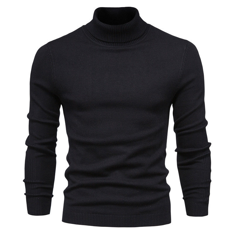 Ribbed Knit Turtleneck Sweater for Men