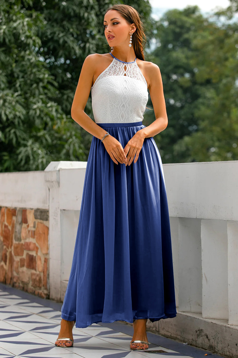 Jasmine | Women Wedding Guest Halter Maxi Dress
